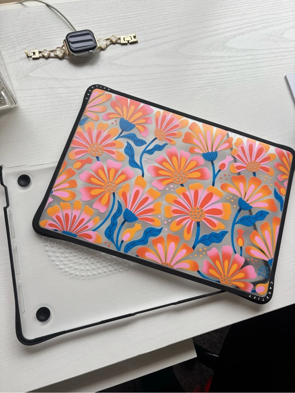 Casetify Floral Laptop Case in Pink, Orange & Blue